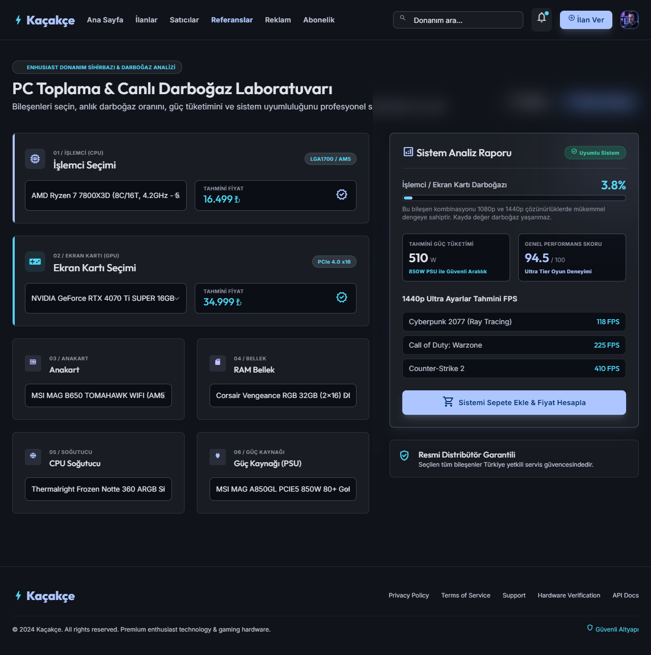 PC Builder & Darboğaz Hesaplayıcı